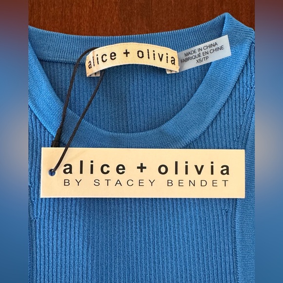 Alice + Olivia ALEENA FITTED RIB TANK Palace Blue - Picture 3 of 3